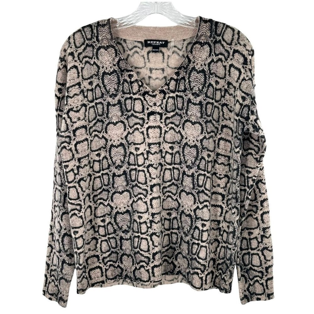 Repeat 100% Cashmere Taupe And Black Python Print… - image 2